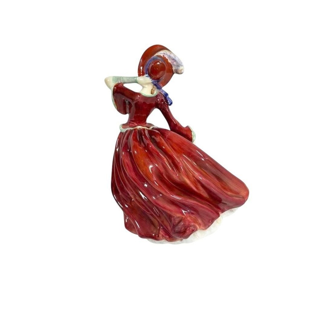 Royal Doulton AUTUMN BREEZES‎ Figurine HN1934 Red Dress Green Bonnet 8" Tall - Picture 6 of 11